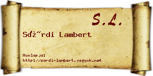 Sárdi Lambert névjegykártya